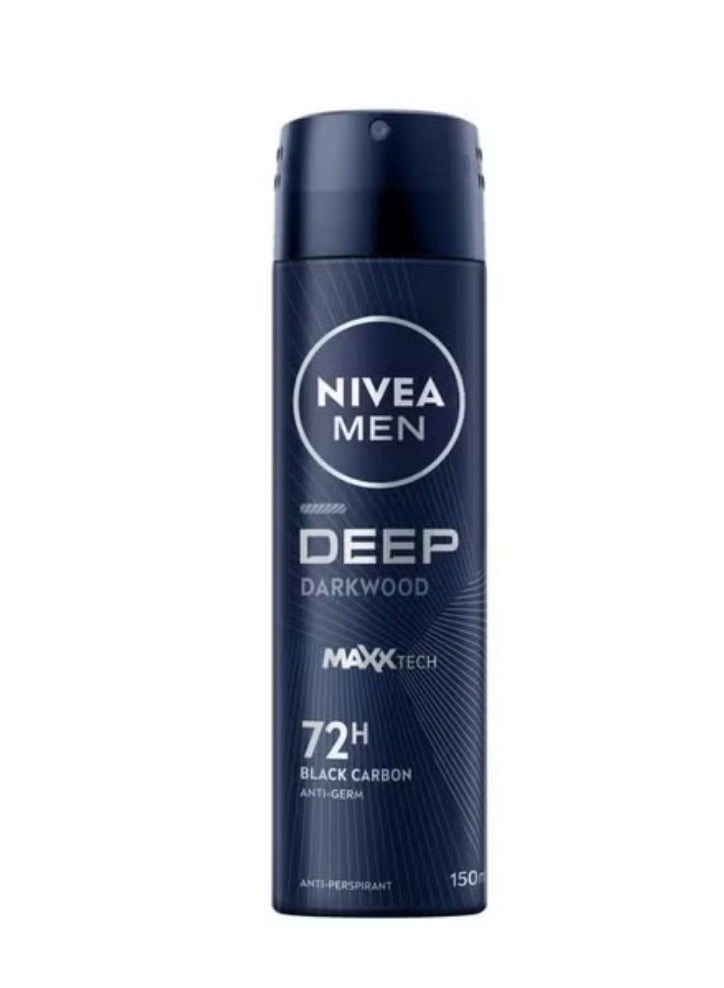 Nivea Men Antiperspirant Spray for Men Deep Darkwood 150 Ml - Image 1